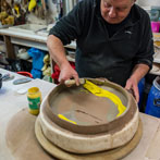 John Higgins at work in his studio 2018